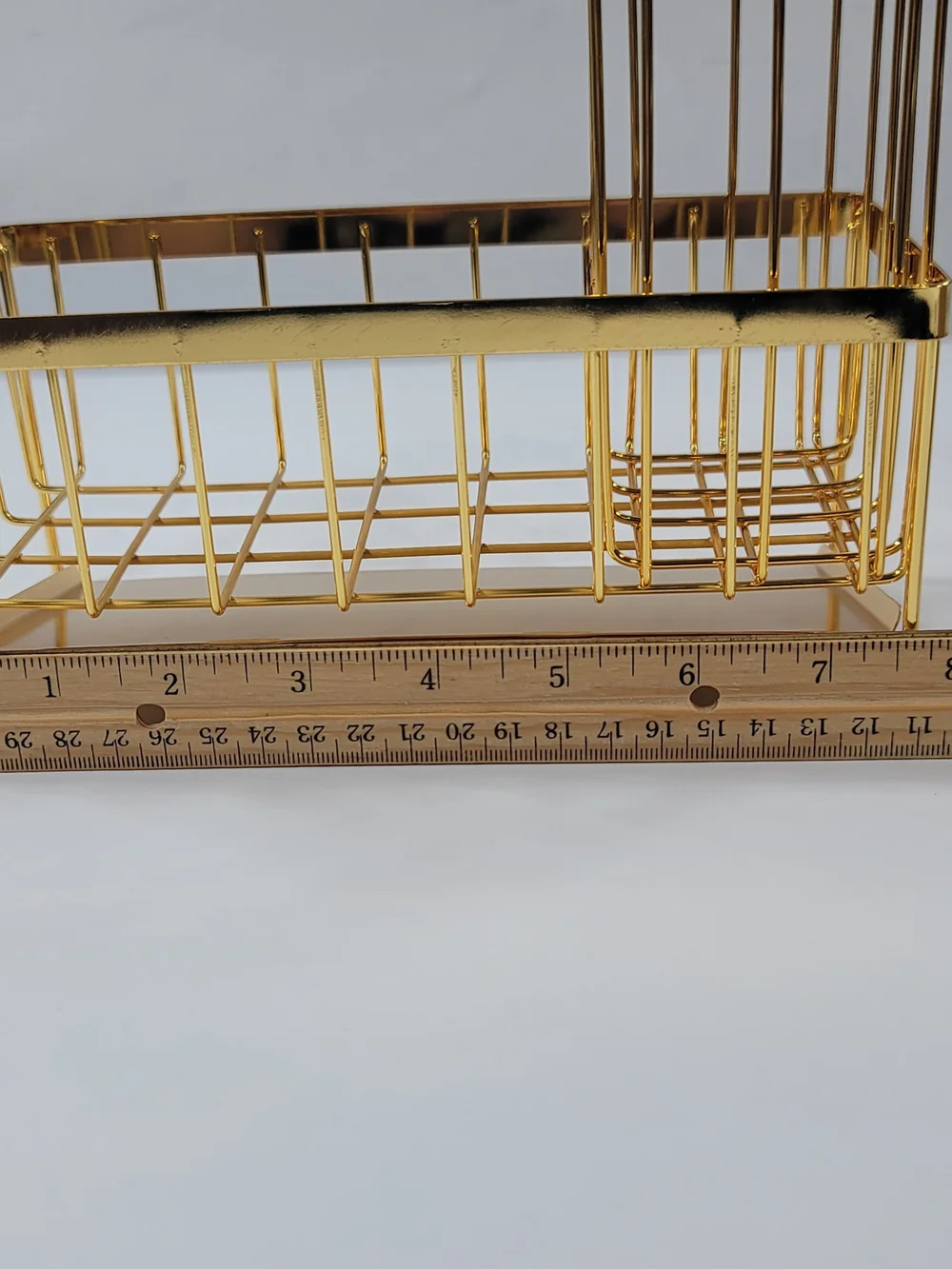 Gold Tone Sink Caddy Organizer with High Brush Holder Kitchen Countertop